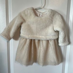 12 month Cream plush and full dress